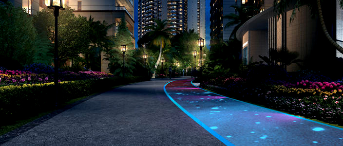荧光彩色防滑路面,夜光跑道